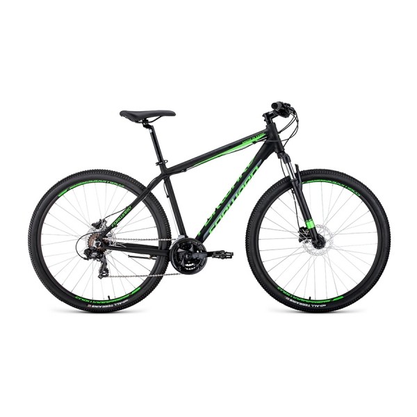 Велосипед 29' Forward Apache 29 3.0 disc AL Черный/Светло-зеленый 19-20 г