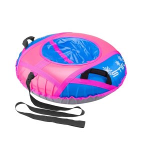 Санки надувные D80см арт. сн040, верхний слой - гладкая тентовая ткань, наиболее нагруженные швы усилены капроновой лентой, места крепления ручек дополнительно прошиты лавсановой нитью, без камеры.