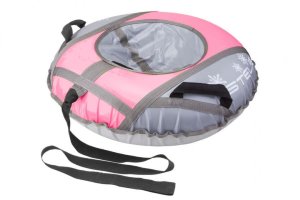 Санки надувные D80см арт. сн040, верхний слой - гладкая тентовая ткань, наиболее нагруженные швы усилены капроновой лентой, места крепления ручек дополнительно прошиты лавсановой нитью, без камеры.