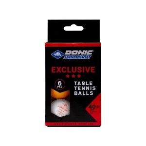 Мячики для н/тенниса DONIC EXCLUSIVE 3* 40+, 6 штук, белый + оранжевый