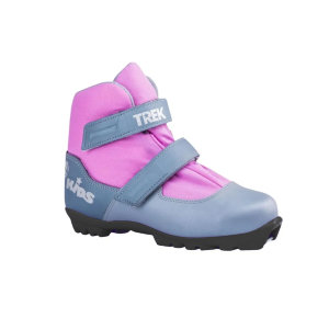 TREK Kids модель лыжных ботинок разработана специально для детей. Система крепления  NNN. Фиксируется ботинок быстро и удобно двумя ремнями на липучках. Ботинки изготовлены из искусственной, морозостойкой кожи, которая не деформируется и не промокает. Спл