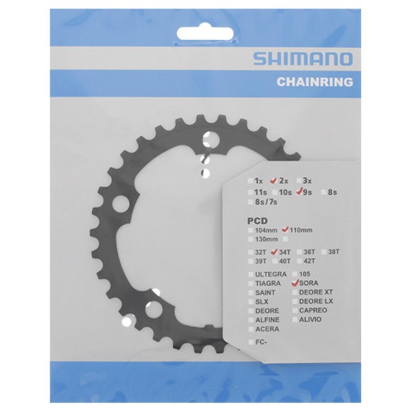 Звезда передняя Shimano Sora 34T-NA для системы FC-RS400 50-34T. Звезда передн. Shimano, для FC-RS400, 34T-NA, черн. для 50-34T/Y1VM34000
