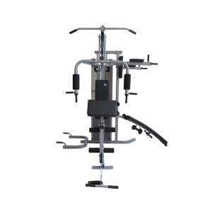 Многофункциональный тренажер с встроенным весовым стеком. Позволяет выполнять комплекс упражнений на различные группы мышц. Дополнительно тренажер имеет брусья для отжимания и скамью для пресса с гантелями по 1,5 кг с регулировкой по углу наклона.
Легк