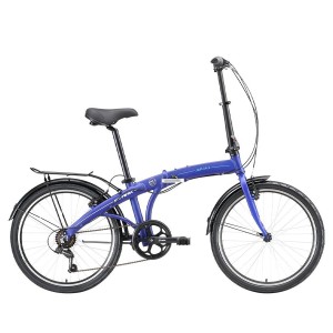 Складной прогулочный велосипед с оборудованием начального класса Shimano (или аналог), 6 скоростей. 
Технические особенности: алюминиевая рама AL-6061, жесткая стальная вилка Stark Rigid, двойные алюминиевые обода Qijian DA-21, надежные ободные тормоза Po