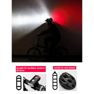 Универсальный фонарик STG FL-1612 можно закрепить как на руле, так и на велосипедном шлеме. Для этого в комплекте имеются специальные силиконовые ремешки. Фонарь работает в трёх режимах, освещая пространство перед вами и сзади.