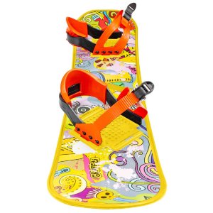 Доска сноуборда детского с креплением сделана из морозостойкого композиционного материала и выдерживает динамические нагрузки.
Нога к доске надёжно крепится при помощи крепления,аналогично как на взрослом сноуборде.
Гибкие передние ремни регулируются по