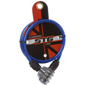 Трос-замок STG спиральный 6х100см кодовый синий Х82789