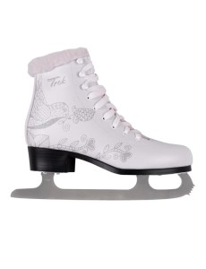 Коньки фигурные TREK Bird3 белые.
Эффектные классические коньки для фигурного катания с меховым подкладом и искрящимся принтом, произведённые российской фабрикой спортивного инвентаря TREK. Данная модель имеет увеличенную высоту, за счёт чего лучше фиксир