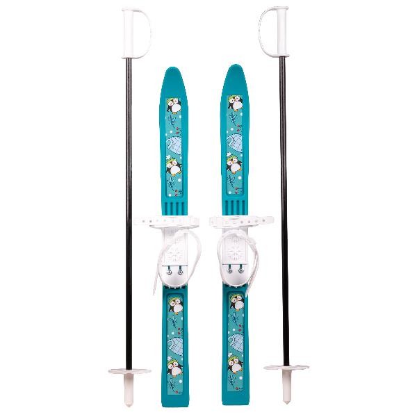 Лыжи детские Олимпик-спорт Пингвины 65/75 см с палками в сетке