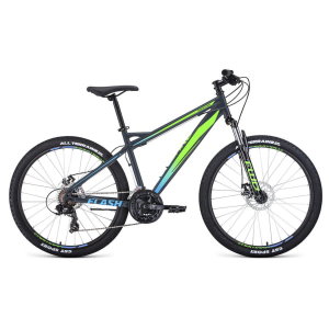Велосипед 26' Forward Flash 26 2.0 disc Серый матовый/Ярко-зеленый 20-21 г