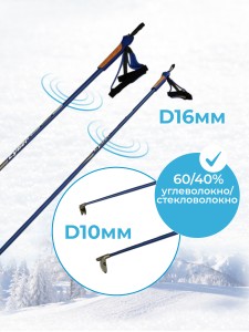 Лыжные палки STC 125 см Cyber Blue деколь гибрид 60/40. Лёгкие, прочные и жёсткие лыжные палки. Современный дизайн, эргономичные ручки и темляки -