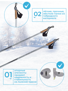 Палки STC 175 см Cyber серебро деколь гибрид 60/40.
Палки STC Cyber серебро гибрид 60/40 - высокотехнологичные, лёгкие, прочные и жёсткие лыжные палки. Современный дизайн, эргономичные ручки и темляки -