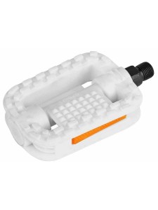 Педали вело FP-826 пластик д/детских велосипедов 1/2'/360116. Педали подходят к детским велосипедам с осью диаметром 1/2 дюйма, материал: пластик, размер педалей: 108 х 72 мм, вес одной пары: 0,337 кг, белого цвета, со светоотражателями. Педали велосипедн