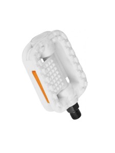 Педали вело FP-826 пластик д/детских велосипедов 1/2'/360116. Педали подходят к детским велосипедам с осью диаметром 1/2 дюйма, материал: пластик, размер педалей: 108 х 72 мм, вес одной пары: 0,337 кг, белого цвета, со светоотражателями. Педали велосипедн