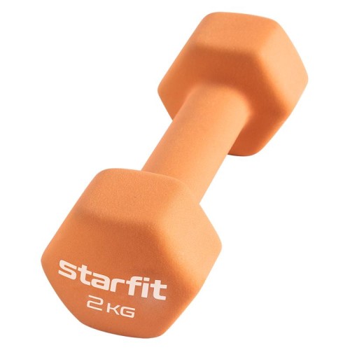 Гантель неопреновая STARFIT DB-201, 2 кг, оранжевый пастель