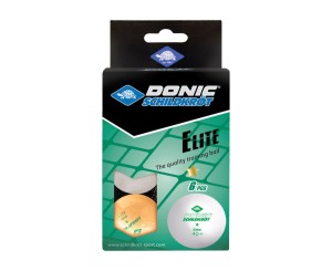 Мячики для настольного тенниса DONIC ELITE 1* 40+, 6 штук.
 Пластиковые мячики для настольного тенниса отлично подойдут для активной игры и интенсивных тренировок. 
1-star – категория мячиков c допуском округлости менее 0,35 мм. Допуск округлости показыва