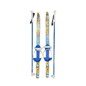 Лыжи детские Быстрики Мультяшки с палками 90/90 см крепление Цикл (12) в сетке 6742-00
