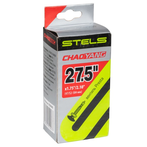 Велокамера STELS/CHAOYANG 27.5"x1.75"/2.10" с ниппелем Presta – надежность и герметичность для вашего велосипеда.
Высококачественная бутиловая камера STELS/CHAOYANG 27.5"х1.75"/2.10" с тонким вентилем Presta (французский тип) — идеальный выбор для горных Велокамера STELS/CHAOYANG 27.5"x1.75"/2.10" с ниппелем Presta – надежность и герметичность для вашего велосипеда.
Высококачественная бутиловая камера STELS/CHAOYANG 27.5"х1.75"/2.10" с тонким вентилем Presta (французский тип) — идеальный выбор для горных