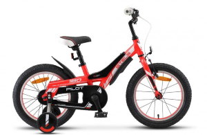 Детский велосипед Stels Pilot 180 подходящий для возраста от 3 до 6 лет, без переключения передач. Облегченная прочная алюминиевая рама, жесткая вилка, одинарные обода, передний тормоз - ручной U-brake, задний - ножной отличающиеся наибольшей простотой в 
