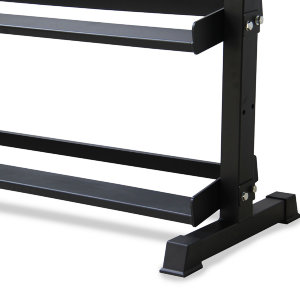 Стойка для хранения профессиональных гантелей DFC из серии POWERGYM RA080 чёрного цвета для домашнего использования.
Стойка с тремя полками, максимальная нагрузка на каждую - до 150 кг. Полки для хранения можно изменить по высоте в зависимости от потребно