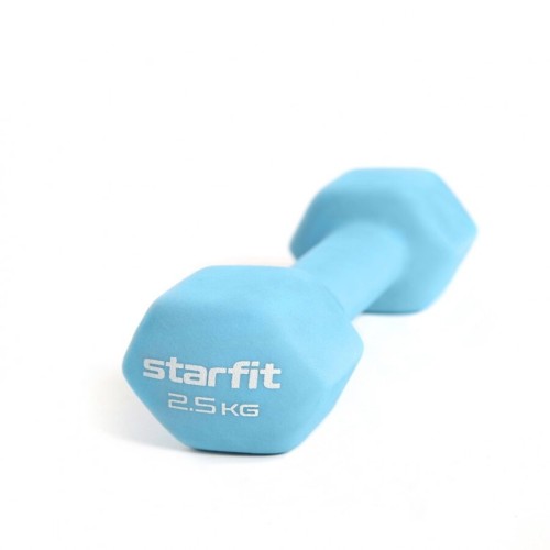 Гантель неопреновая STARFIT DB-201, 2,5 кг, синий пастель