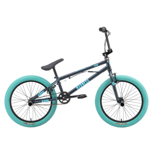 Экстремальный велосипед BMX без переключения передач. Технические особенности: прочная стальная рама Hi-Ten 13A, жесткая стальная вилка Stark Rigid, усиленные алюминиевые обода Qijian MX-25, надежные ободные тормоза клещевого типа Sparkle U-969D, гиророто