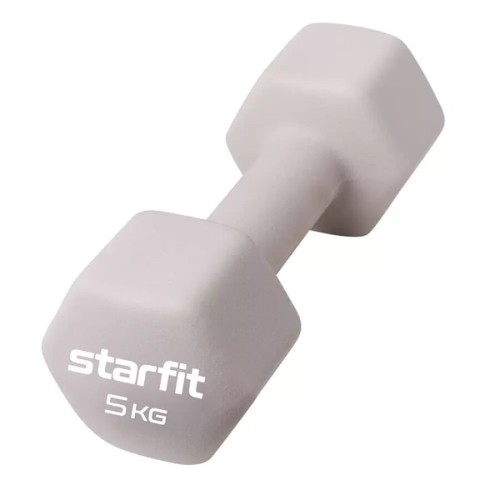 Гантель неопреновая STARFIT DB-201, 5 кг, тепло-серый пастель