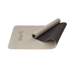 Коврик для йоги и фитнеса STARFIT FM-201 TPE, 0,4 см, 183x61 см, черный/серый