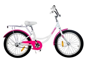 Велосипед 20' ACID G 210 White/Pink.

Велосипед, предназначенный для подростков, с оборудованием начального класса, 1 скорость. Технические особенности: стальная рама Hi-Ten, жесткая вилка, алюминиевые двойные обода, ножной тормоз, звонок, крылья, подножк