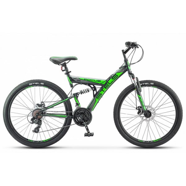Велосипед Stels Focus 26' MD 21 sp V010 Чёрный/Зелёный (LU088523)