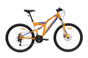 Велосипед Stark'24 Jumper FS 27.1 D оранжевый/голубой, синий.

Надежный двухподвес начального уровня с навесным оборудованием Shimano, 21 скорость. 
Технические особенности: алюминиевая рама AL-6061, амортизационная вилка Grinz ES-245AMS, двойные обода Zh