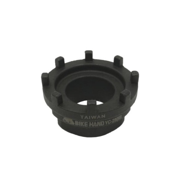 Съемник каретки BIKE HAND YC-28BB (6-150028). Для каретки-картриджа Truvativ (ISIS), 8-и шлицевой. Материал: сталь. Внешний диаметр 44 мм. Шлицы: ширина 4 мм, длина 5.5 мм. Чёрного цвета. YC-28BВ - качественный и удобный инструмент. Даже самая дорогая кар