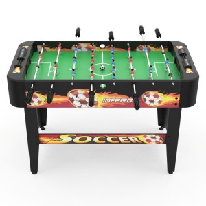 Игровой стол - футбол DFC INFERNO. Игровой стол-футбол для домашнего использования. Боковые стороны из МДФ ламинированным ПВХ высотой 19,5 см и толщиной 12 мм. Стороны со стороны игроков высотой 19,5 см и толщиной 9 мм. Телескопические стержни диаметром 1
