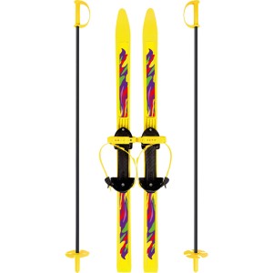 Пластиковые лыжи детские Вираж-спорт с палками стеклопластик  с универсальным креплением 
