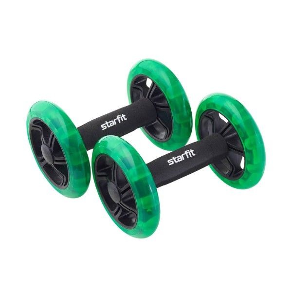 Ролики для пресса раздельные STARFIT RL-107 черный/ярко-зеленый