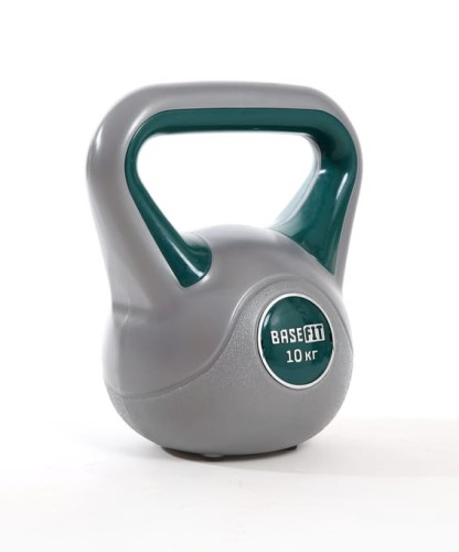 Гиря пластиковая BASEFIT DB-503, 10 кг, серый/зеленый