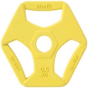 Диск обрезиненный с хватами STARFIT BB-205, 26мм, 0,5 кг, желтый
