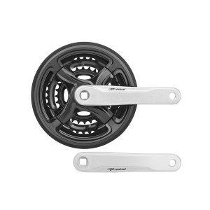 Система шатунов TY-CN99 Prowheel, звёзды на 28/38/48 стальные черно-серебристые, шатуны A003N 170 мм алюминиевые кованые черные, квадратное посадочное место